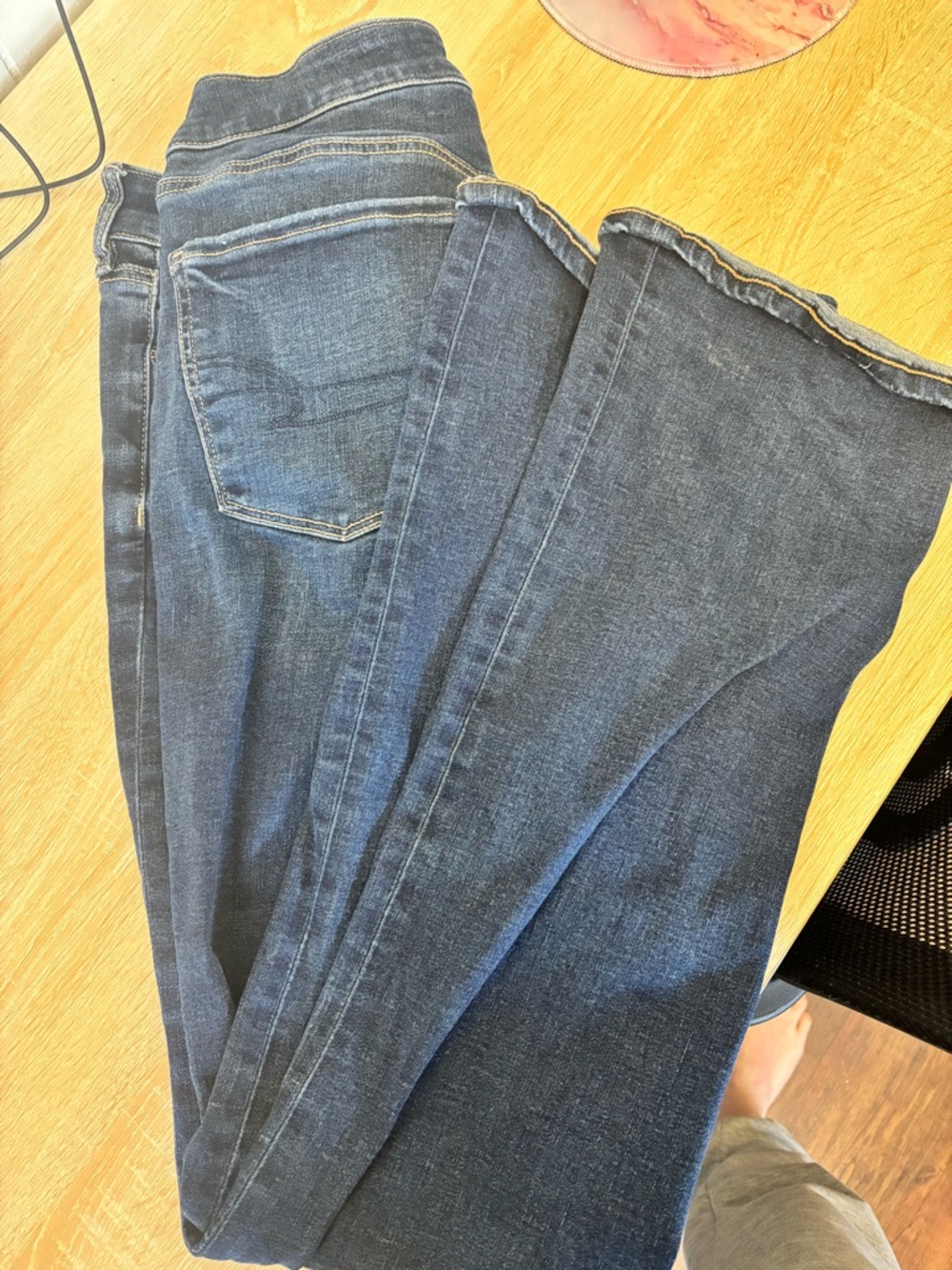 American Eagle Outfitters Women's Straight Leg Jeans — Dark Blue Wash